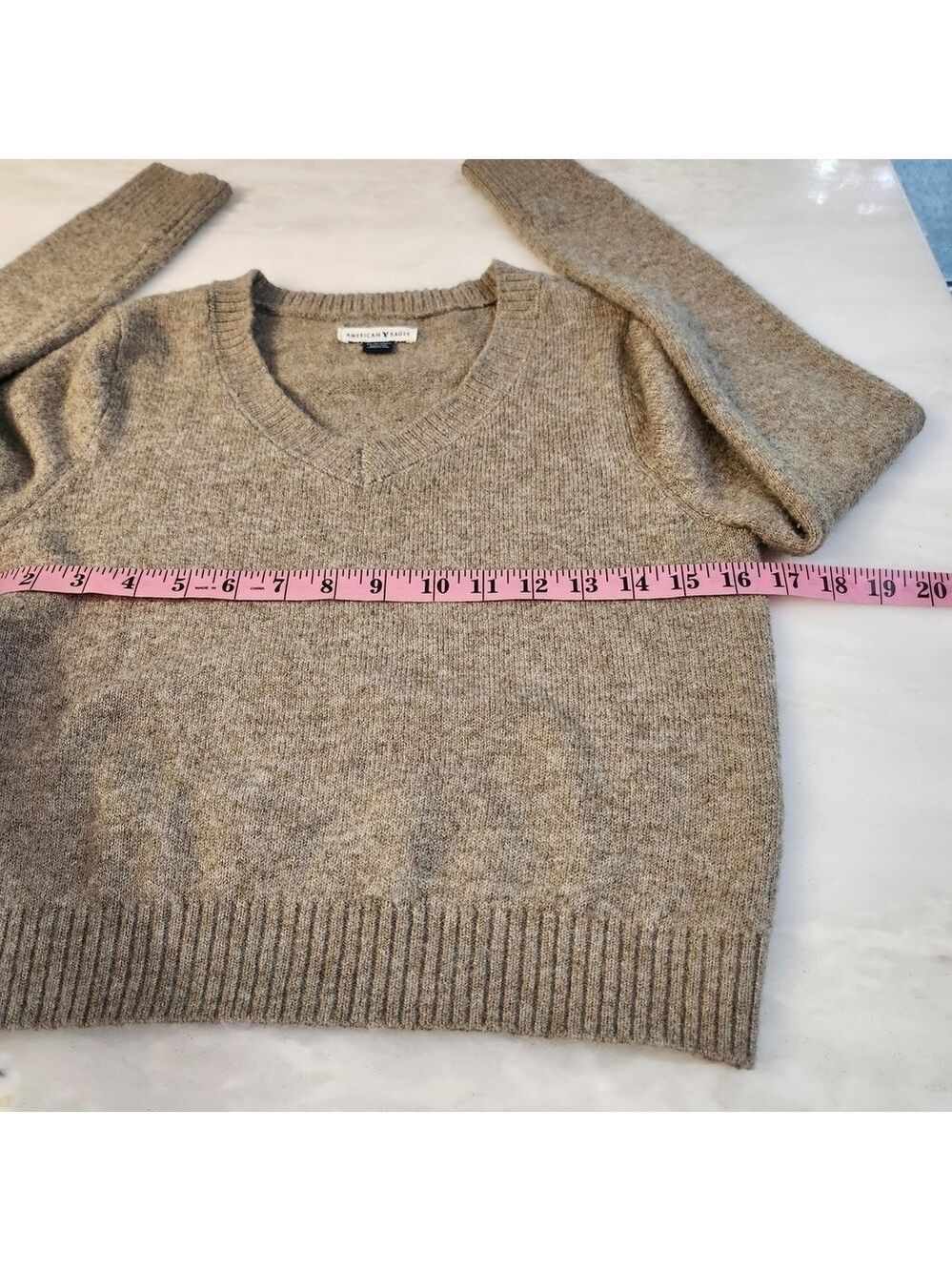 American Eagle Outfitters V-Neck Sweater in Tan - Picture 7 of 7